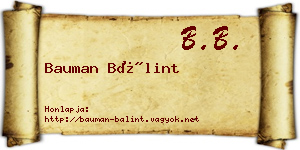 Bauman Bálint névjegykártya